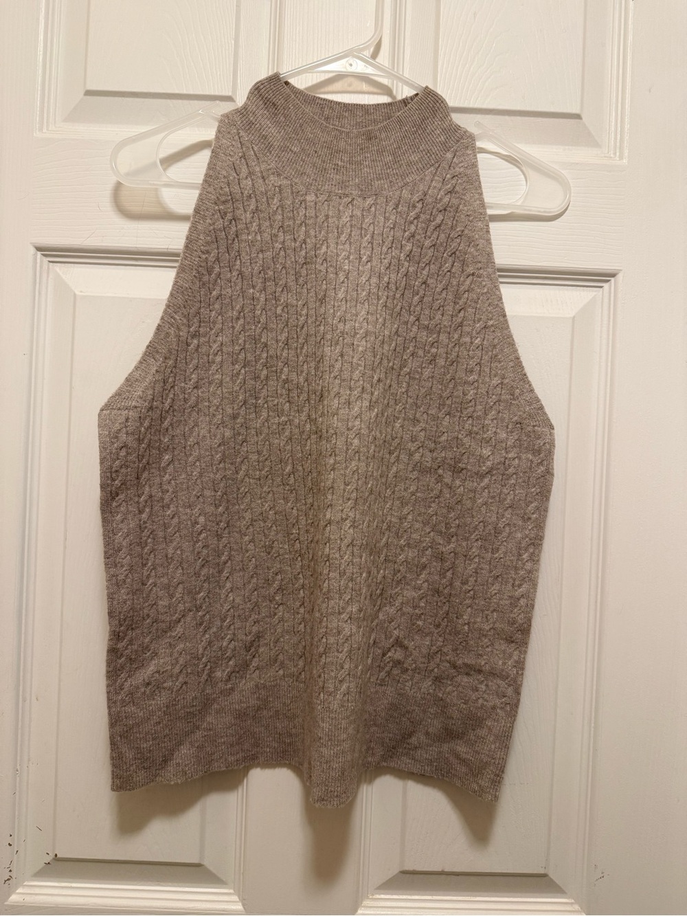 a new day Taupe Cable-Knit Sleeveless Mock Neck Sweater Vest